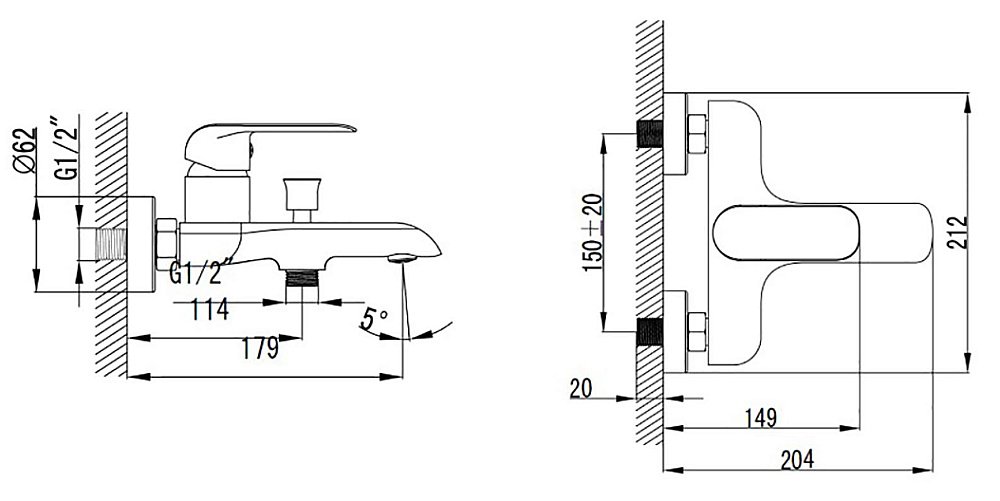 Смеситель для ванны Bien Due купить в интернет-магазине сантехники Sanbest