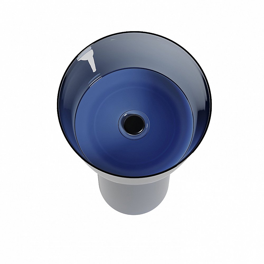 Раковина отдельностоящая прозрачная ABBER Kristall AT2702Saphir синяя купить в интернет-магазине Sanbest