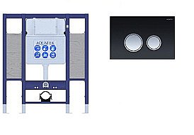 Инсталляция для унитаза Aquatek INS-0000015 с кнопкой KDI-0000029 черная/хром купить в интернет-магазине сантехники Sanbest