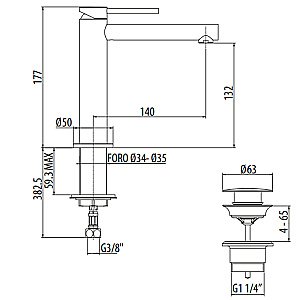 Смеситель для раковины Gattoni Circle One 9044/90NO купить в интернет-магазине сантехники Sanbest