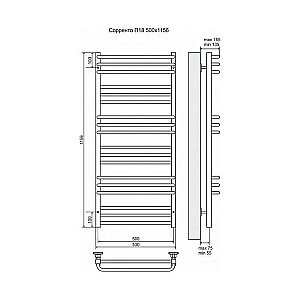 Полотенцесушитель электрический Terminus Сорренто П18 500x1156 левый/правый купить в интернет-магазине сантехники Sanbest