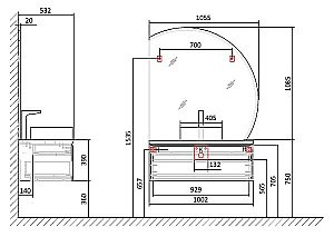 Зеркало Jorno Solis 106 Sol.02.106/W/JR в ванную от интернет-магазине сантехники Sanbest