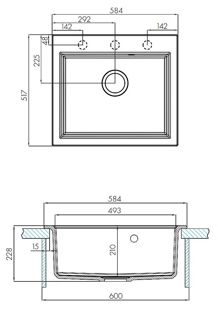 Мойка кухонная Акватон Линеа 58 терракотовая купить в интернет-магазине сантехники Sanbest