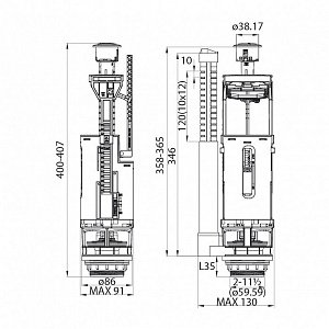 Смывное устройство для унитаза Iddis Dual Mode F012400-02K купить в интернет-магазине сантехники Sanbest