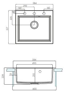 Мойка кухонная Акватон Линеа 58 терракотовая купить в интернет-магазине сантехники Sanbest