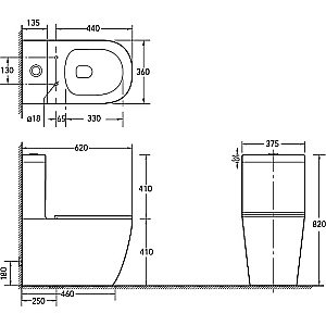 Унитаз напольный SantiLine SL-5016MB безободковый, с бачком, с крышкой микролифт, черный матовый купить в интернет-магазине Sanbest