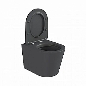 Унитаз подвесной BAS ROUND DARK GREY безободковый, с крышкой микролифт, темно-серый купить в интернет-магазине Sanbest