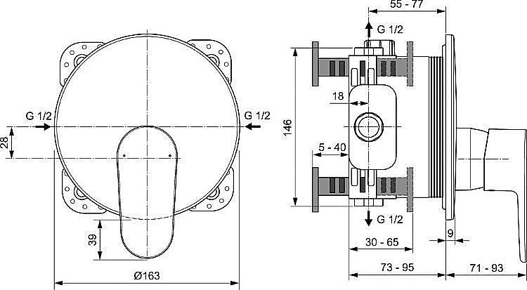 Смеситель для душа Ideal Standard CERAFINE O A7349XG купить в интернет-магазине сантехники Sanbest