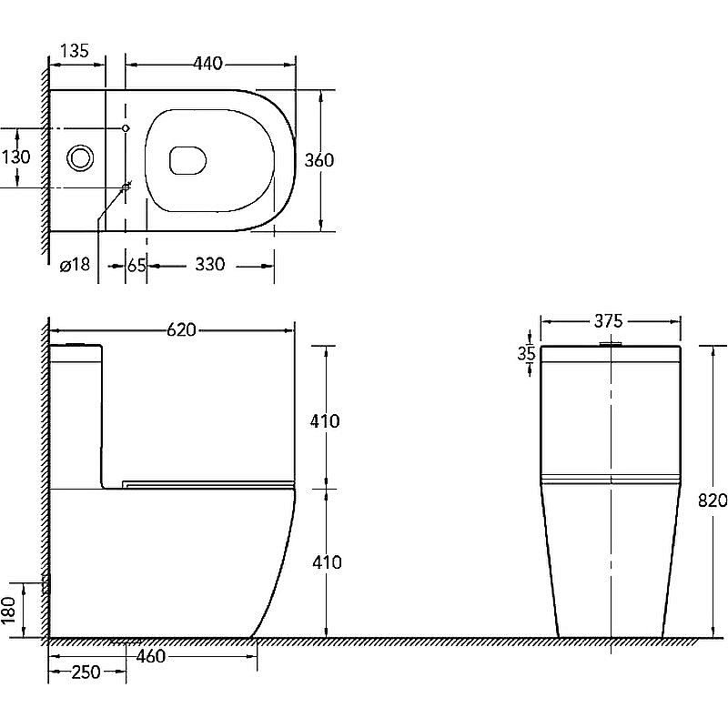 Унитаз напольный SantiLine SL-5016MB безободковый, с бачком, с крышкой микролифт, черный матовый купить в интернет-магазине Sanbest