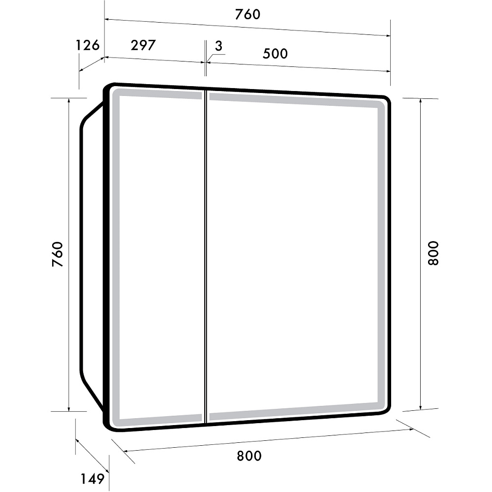 Шкаф зеркальный c LED-подсветкой Dreja POINT 80x90 белый в ванную от интернет-магазине сантехники Sanbest