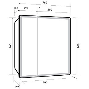 Шкаф зеркальный c LED-подсветкой Dreja POINT 80x90 белый в ванную от интернет-магазине сантехники Sanbest