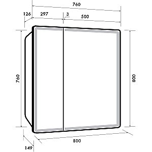 Шкаф зеркальный c LED-подсветкой Dreja POINT 80x90 белый купить в интернет-магазине сантехники Sanbest