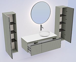 Тумба с раковиной и столешницей Armadi Art QUATRO 2 140 FUGA LUNA/профиль ANTHRACITE для ванной в интернет-магазине Sanbest
