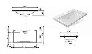 Тумба с раковиной Эстет Monaco Wood 90 подвесная 2 ящика белая для ванной в интернет-магазине Sanbest
