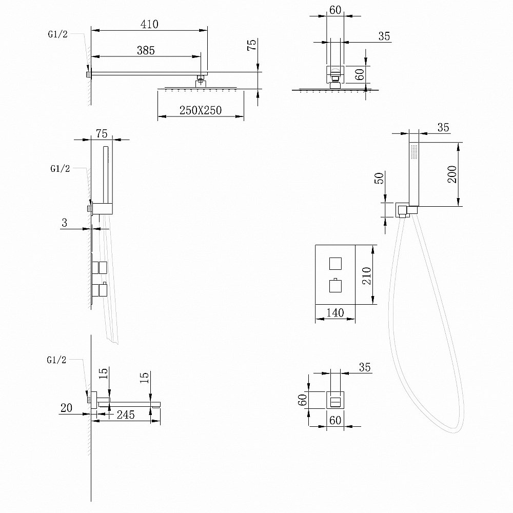 Душевая система ABBER Daheim AF8250W белая матовая купить в интернет-магазине сантехники Sanbest