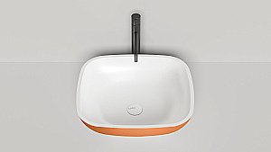 Раковина накладная Salini GLORIA 08 1102208MRH 49,5 из искусственного камня S-Stone, белая матовая, цвет по RAL снаружи купить в интернет-магазине Sanbest