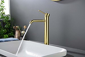 Смеситель для раковины Европа AQ1304BG 215, золото шлифованное, без донного клапана купить в интернет-магазине сантехники Sanbest