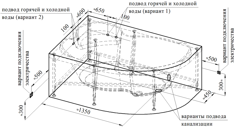 Ванна акриловая Vannesa Ирма 2-78-0-9-217 169х110 купить в интернет-магазине Sanbest