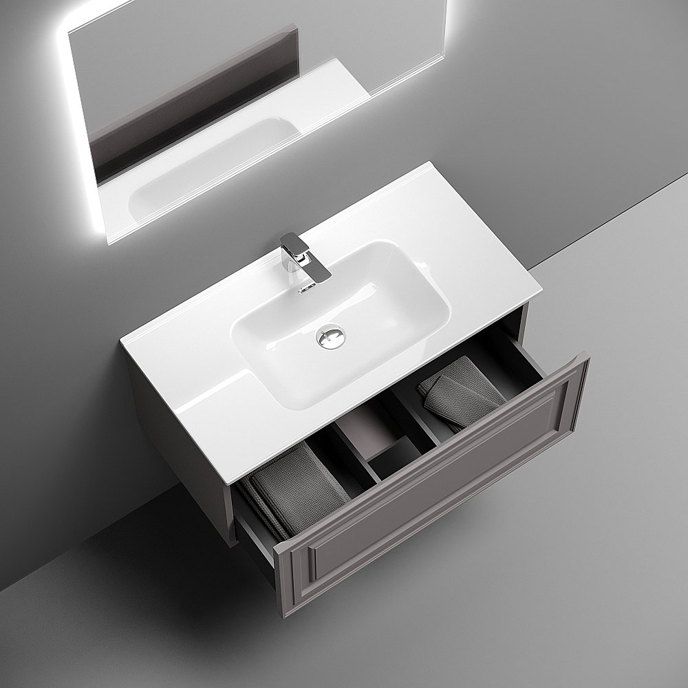 Тумба с раковиной Sancos Very 90 VR90SM серая матовая для ванной в интернет-магазине Sanbest