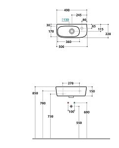 Раковина GLOBO Genesis GE046.BI*0 50 купить в интернет-магазине Sanbest