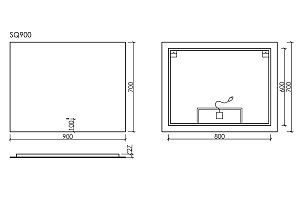 Зеркало LED Sancos SQUARE SQ900 в ванную от интернет-магазине сантехники Sanbest