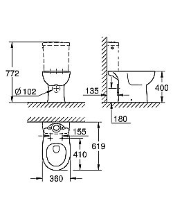 Унитаз Grohe Bau Ceramic 39428 437 с бачком купить в интернет-магазине Sanbest