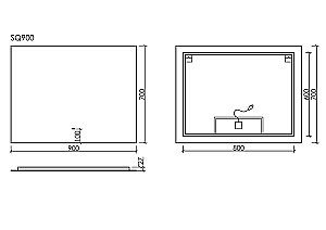 Зеркало LED Sancos SQUARE SQ900 в ванную от интернет-магазине сантехники Sanbest