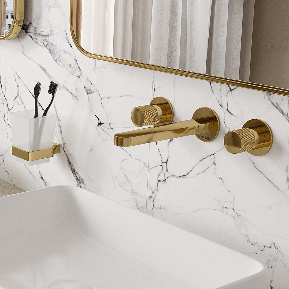 Смеситель для раковины WasserKRAFT Ems 7600 7645 золото купить в интернет-магазине сантехники Sanbest