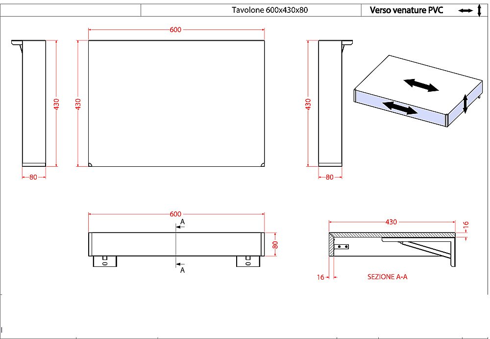 Консоль подвесная Cezares TAVOLONE 41784+50179 60 белый для ванной в интернет-магазине сантехники Sanbest