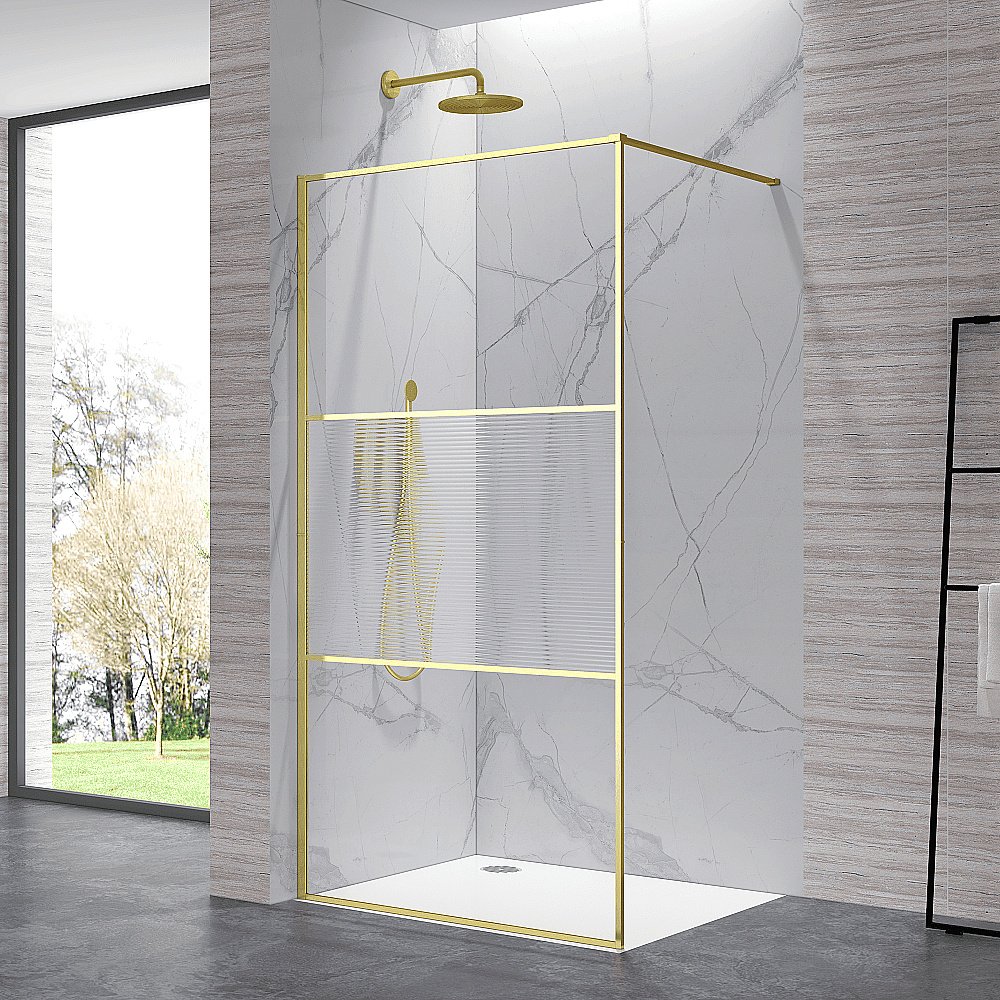 Душевое ограждение RGW Walk In WA-09-Gb 90 06100909-226 стекло рифленое/профиль золото купить в интернет-магазине Sanbest