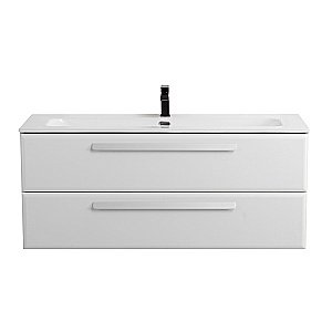 Тумба с раковиной Cezares ECO-CER-N 120 ECO-CER-N-1200-2C-SO-BL белая глянцевая для ванной в интернет-магазине Sanbest