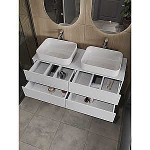 Тумба с раковиной Orange Otto 130 Ot-130TuMDF+B05-500W белая глянцевая для ванной в интернет-магазине Sanbest