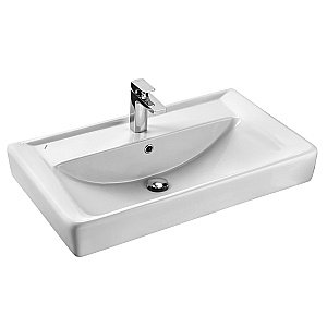 Тумба с раковиной Акватон Америна 80 Н белая глянцевая для ванной в интернет-магазине Sanbest