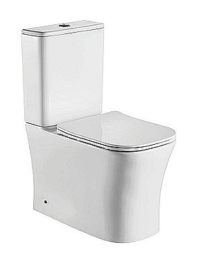 Унитаз напольный CeramaLux 1218A белый, безободковый, с бачком, с крышкой микролифт купить в интернет-магазине Sanbest