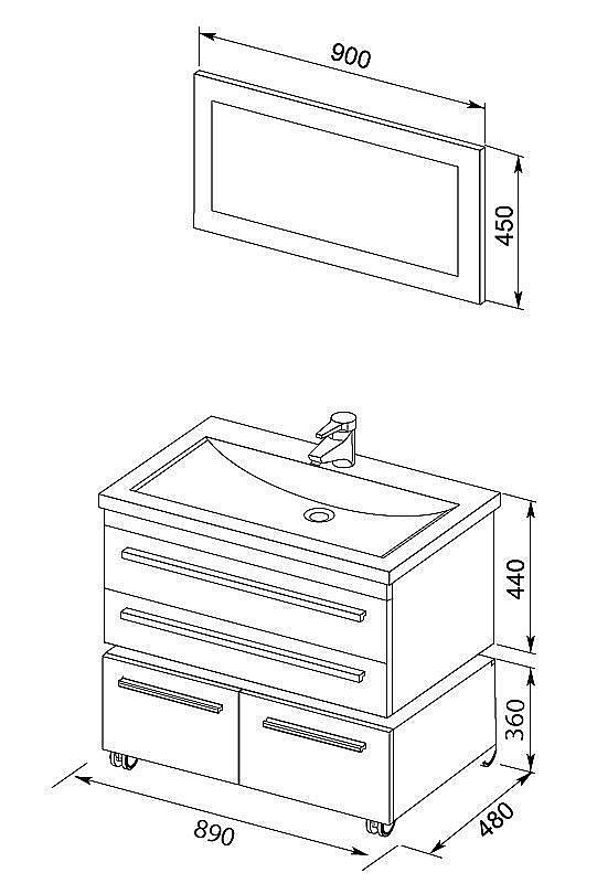 Тумба с раковиной Aquanet Нота 90 лайт для ванной в интернет-магазине Sanbest