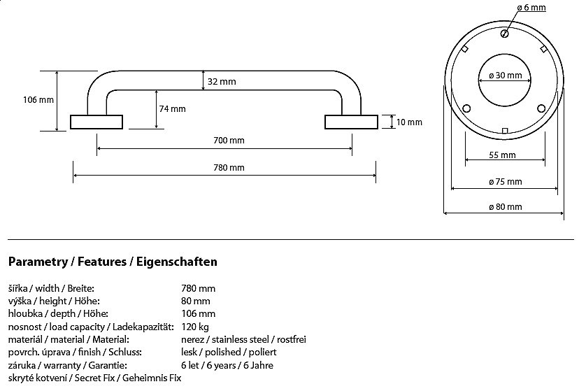 Поручень Bemeta Help program 301100701 купить в интернет-магазине сантехники Sanbest