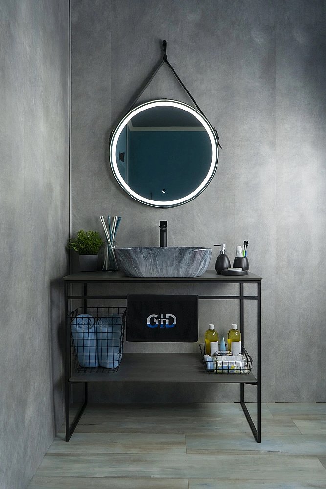 Раковина накладная Gid Geometrico 50 K397G124 54401 серый мрамор купить в интернет-магазине Sanbest