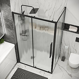 Душевой уголок Grossman Cosmo 130х100 120.K33.02.1310.21.02 стекло шиншилла/профиль черный матовый купить в интернет-магазине Sanbest