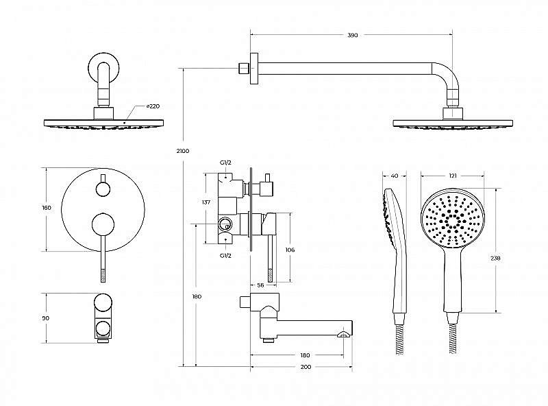 Душевая система Cezares RELAX-VDSET-01 хром купить в интернет-магазине сантехники Sanbest