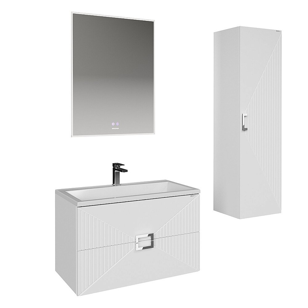 Пенал подвесной Grossman ЛУКСОР 42 303550 белый матовый для ванной в интернет-магазине сантехники Sanbest