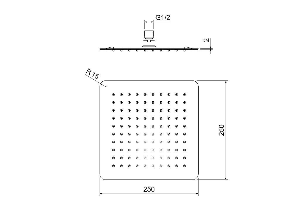 Верхний душ Aquatek AQ2072CR 250х250 хром купить в интернет-магазине сантехники Sanbest