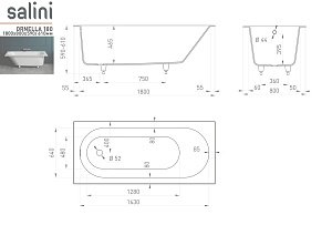 Ванна Salini ORNELLA S-Sense Sapirit 180х80 RAL глянец купить в интернет-магазине Sanbest