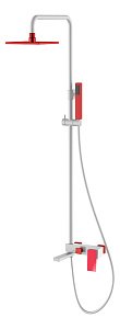 Душевая колонна Boheme Q 148-WR.2 белая/ручка красная изогнутая купить в интернет-магазине сантехники Sanbest