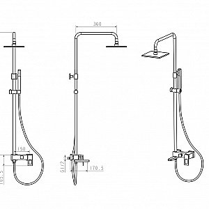 Душевая система Boheme Q 148-BR черная/ручка красная прямая купить в интернет-магазине сантехники Sanbest