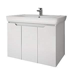 Тумба с  раковиной подвесная/напольная Dreja Q PLUS (D) 80 белый глянец для ванной в интернет-магазине Sanbest