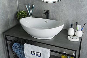 Раковина накладная Gid Lago 60 N9019 51108 белая купить в интернет-магазине Sanbest