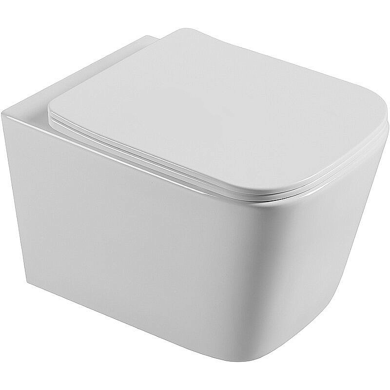 Унитаз подвесной Agger AT04100 белый, с крышкой микролифт, безободковый купить в интернет-магазине Sanbest