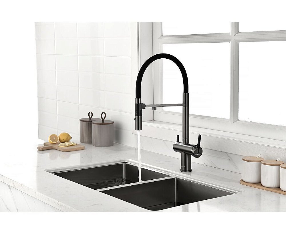 Смеситель для кухни Paulmark Gravity Gr213888-GM вороненая сталь купить в интернет-магазине сантехники Sanbest