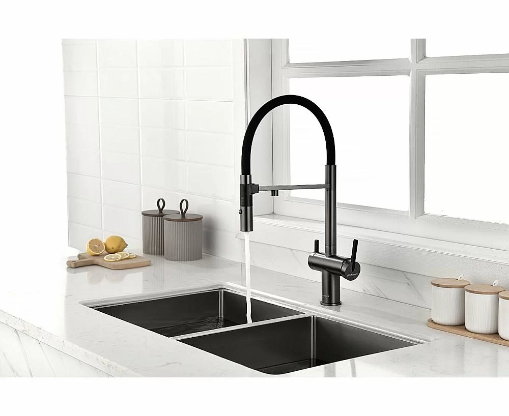 Смеситель для кухни Paulmark Gravity Gr213888-GM вороненая сталь купить в интернет-магазине сантехники Sanbest