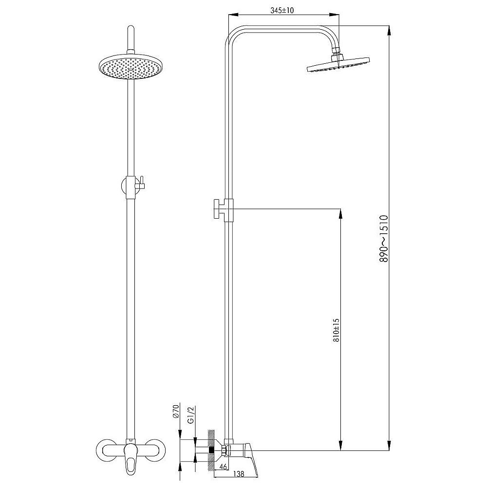 Душевая система Rossinka B B35-44 купить в интернет-магазине сантехники Sanbest